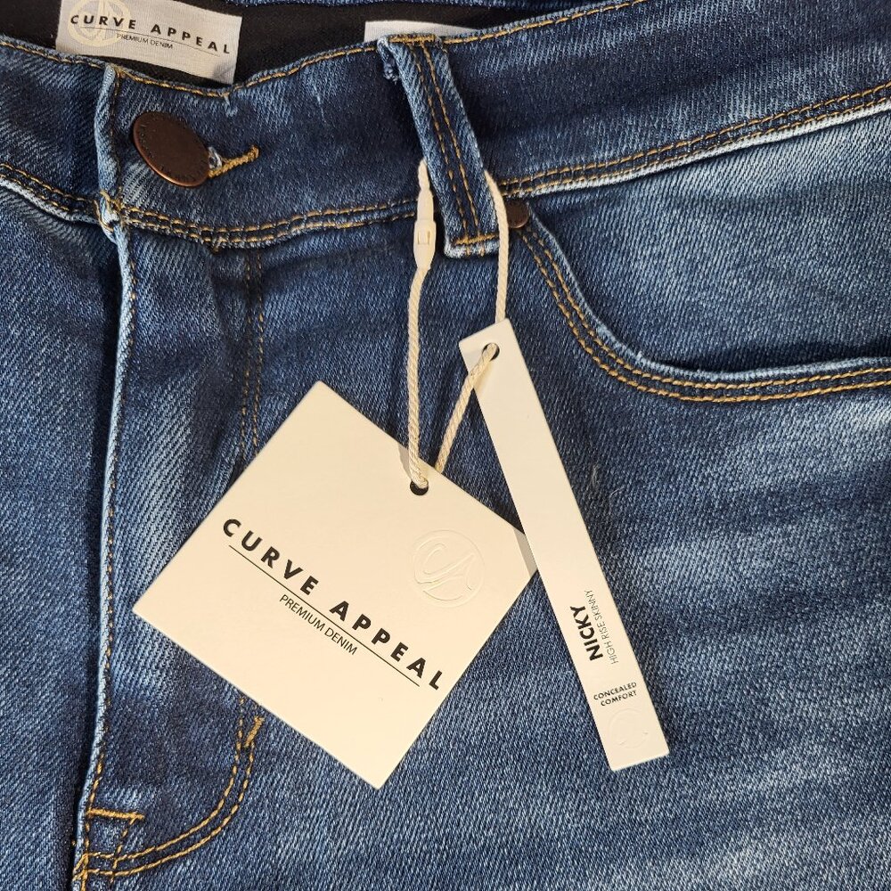 Curve Appeal Women's Jeans Size 14 Nicki High Rise Skinny Capri 14/32 - Picture 3 of 12